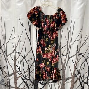 LuLaRoe Black and Red Floral Dress - XS